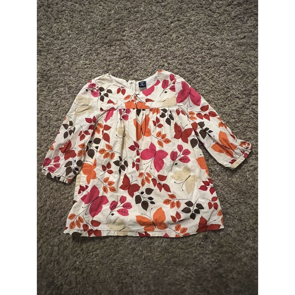 Gap Kids Girls Dress Shirt Size 8 Butterflies Pink Orange